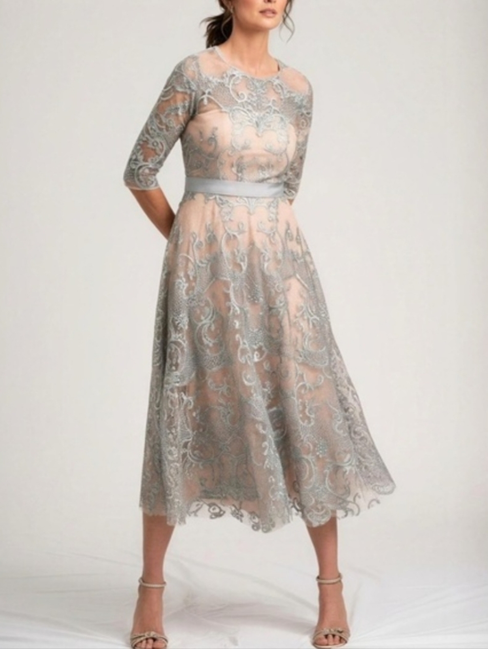 BHLDN Linden Lace Dress, Blue, Size 0